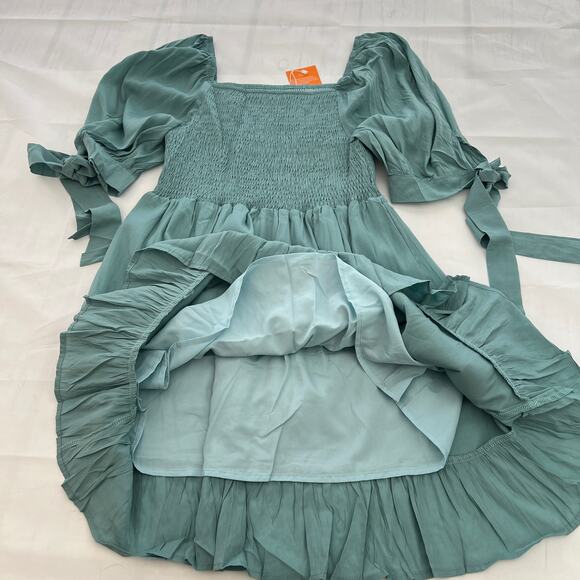 Women’s baby Doll light Green Short Sleeve Square Neck Dress Size S - Picture 7 of 10